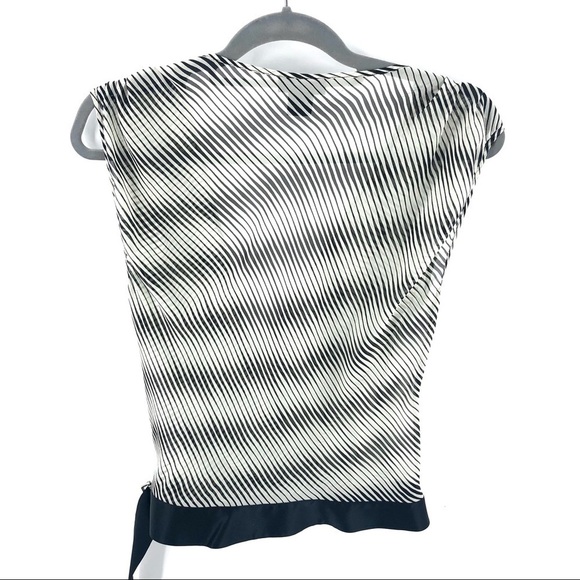 100% Silk Wrap Top Belted Waist The Limited Black White Stripe Size Medium - Picture 3 of 7